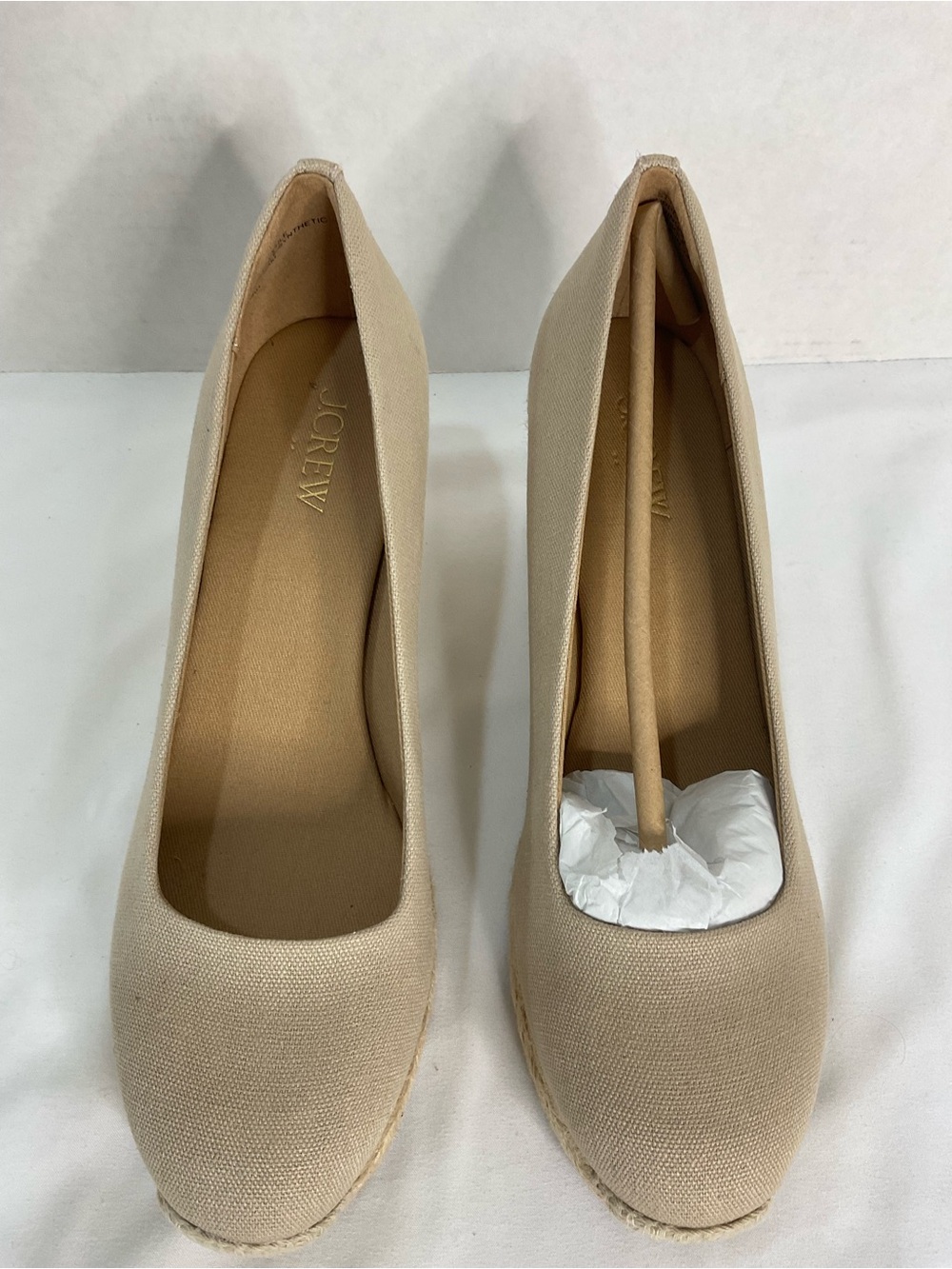 J. Crew Beige Canvas Wedge Pumps